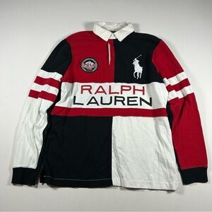 Polo Ralph Lauren Shirt Alpine World Cup Racing Red Black Mens Large Long Sleeve